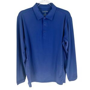 San Soleil Shirt Mens Medium Navy Polo Long Sleeve UPF Performance Golf Outdoor